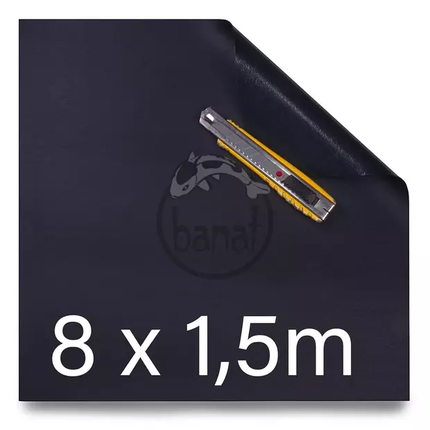 Zbytkový kus fólie 8x1,5m=12m² (8m ŠÍŘE / 1mm černá PLACHTA Fatra Aquaplast 805 folie)