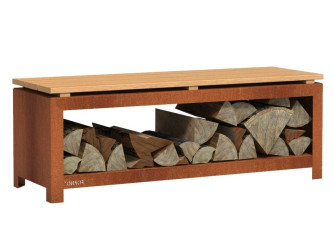  Cortenový drevník / lavica 120 x 40 x 43 cm