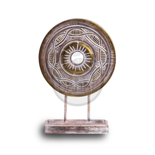 Drevená dekorácia zlatý kruh - 40 cm