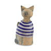 Keramická mačka s modrými pruhmi