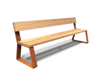 Cortenová lavička s opěradlem MIO 230 cm