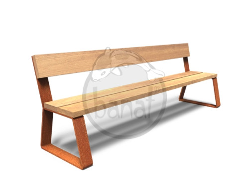 Cortenová lavička s operadlom MIO 230 cm