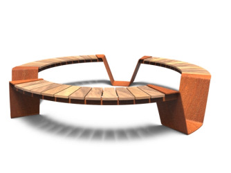 Cortenová kruhová lavička DUNC pr. 230 cm
